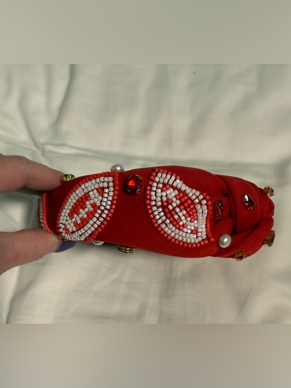 Headband Red Beaded Embellished Footbal 🏈🏈